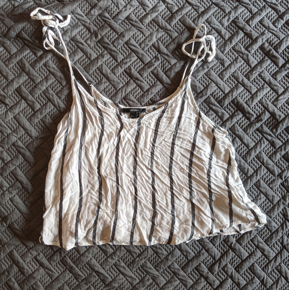 Forever 21 Striped White Tank